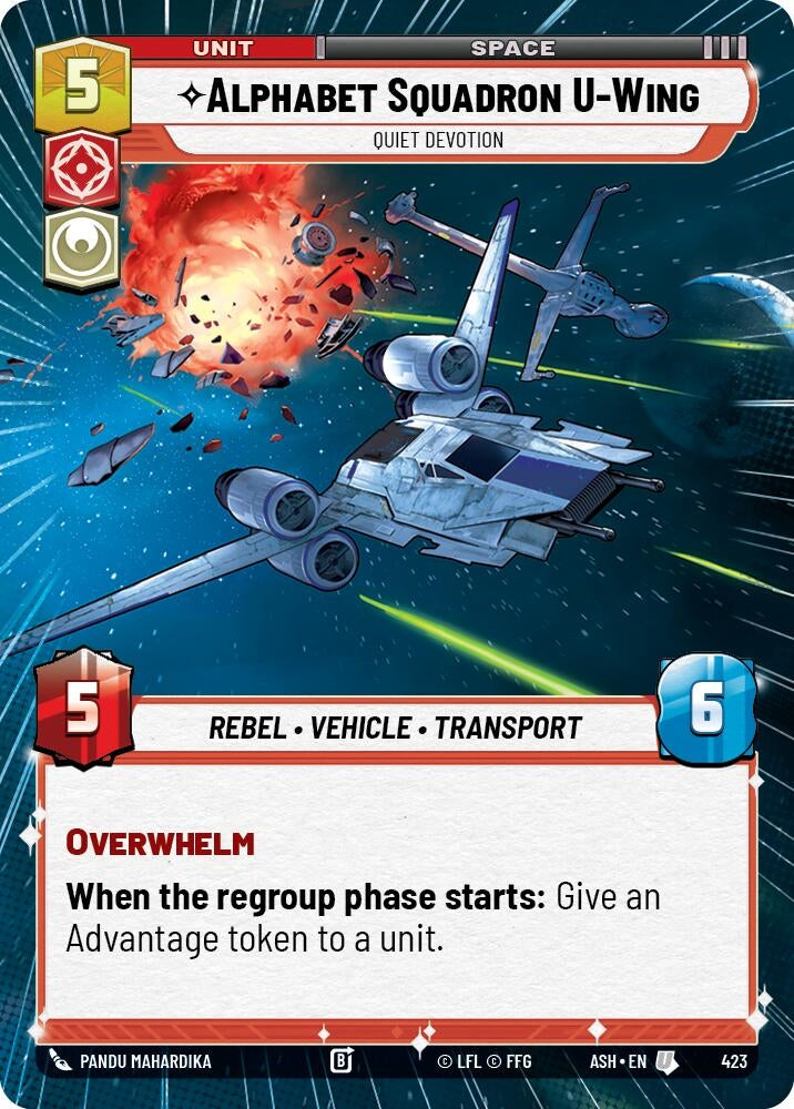Image for Alphabet Squadron U-Wing - Quiet Devotion (Hyperspace) (423) [Ashes of the Empire] {ASH} - Star Wars: Unlimited