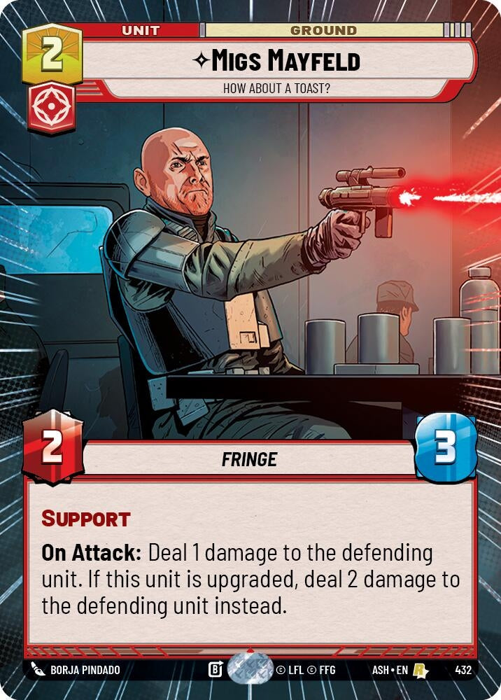 Image for Migs Mayfeld - How About a Toast? (Hyperspace) (432) [Ashes of the Empire] {ASH} - Star Wars: Unlimited