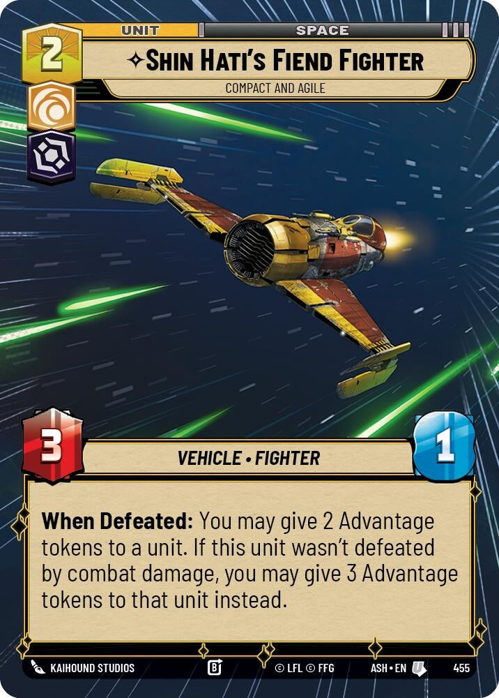 Image for Shin Hati's Fiend Fighter - Compact and Agile (Hyperspace) (455) [Ashes of the Empire] {ASH} - Star Wars: Unlimited