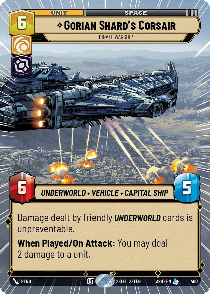 Image for Gorian Shard's Corsair - Pirate Warship (Hyperspace) (460) [Ashes of the Empire] {ASH} - Star Wars: Unlimited