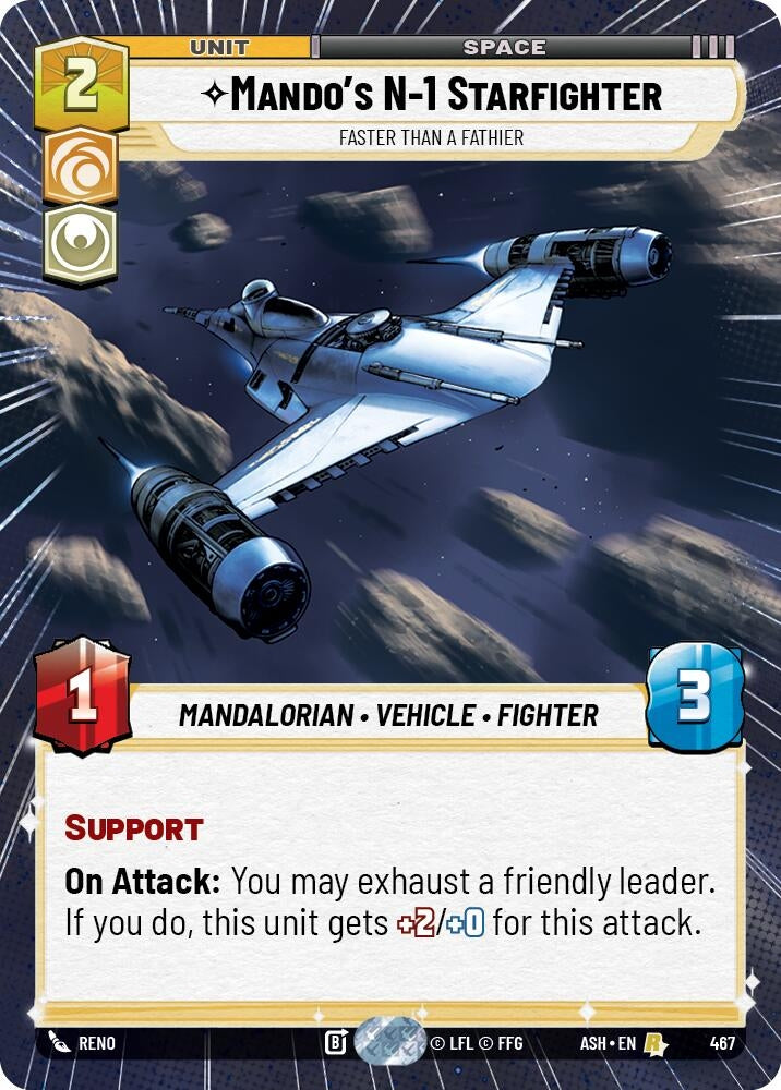 Image for Mando's N-1 Starfighter - Faster than a Fathier (Hyperspace) (467) [Ashes of the Empire] {ASH} - Star Wars: Unlimited