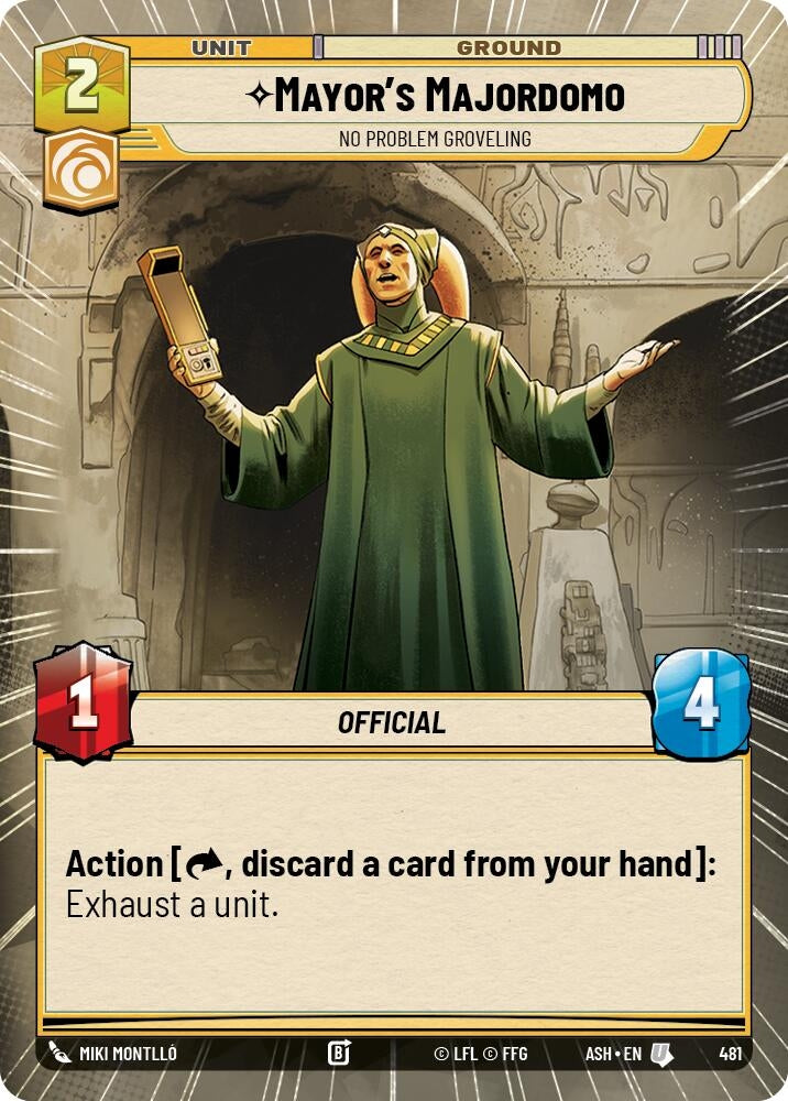 Image for Mayor's Majordomo - No Problem Groveling (Hyperspace) (481) [Ashes of the Empire] {ASH} - Star Wars: Unlimited