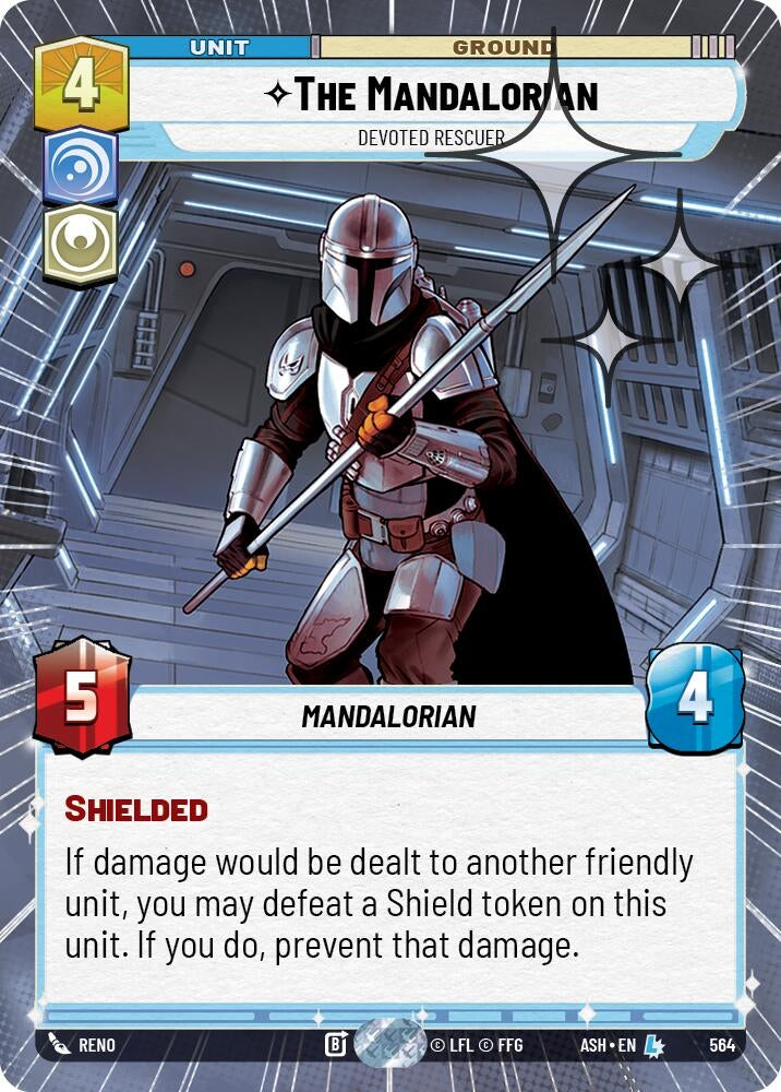 Image for The Mandalorian - Devoted Rescuer (Hyperspace Foil) (564) [Ashes of the Empire] {ASH} - Star Wars: Unlimited