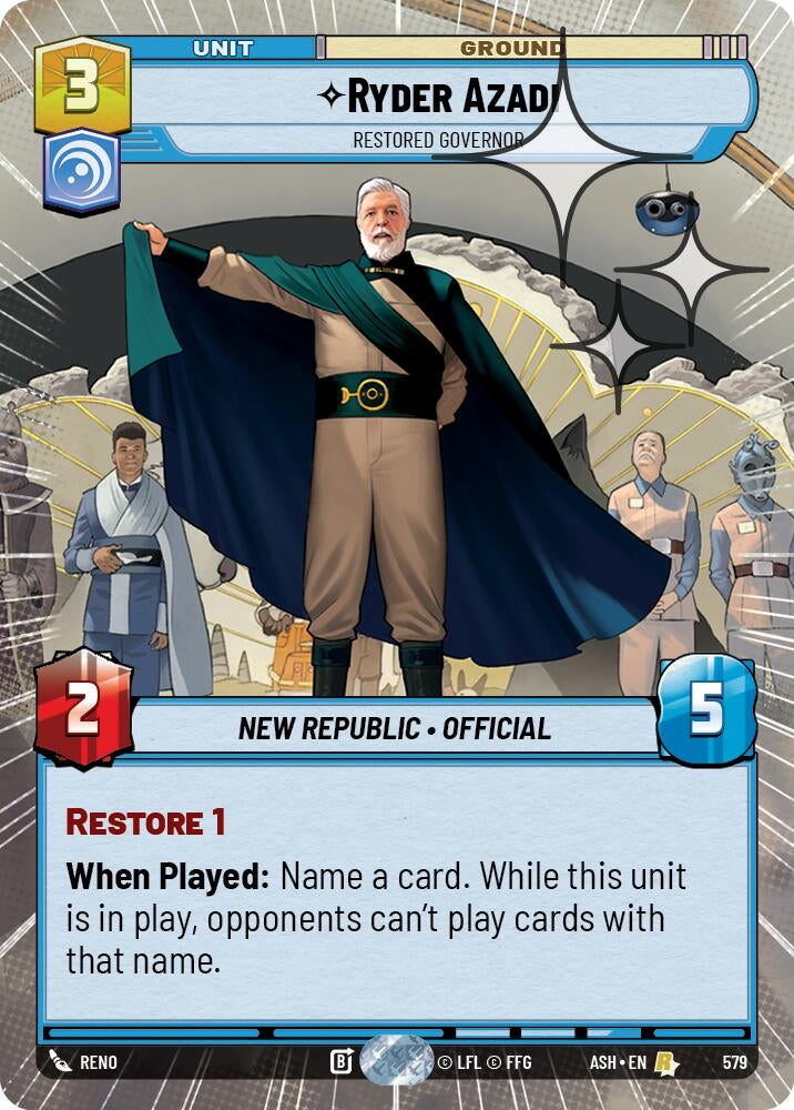 Image for Ryder Azadi - Restored Governor (Hyperspace Foil) (579) [Ashes of the Empire] {ASH} - Star Wars: Unlimited