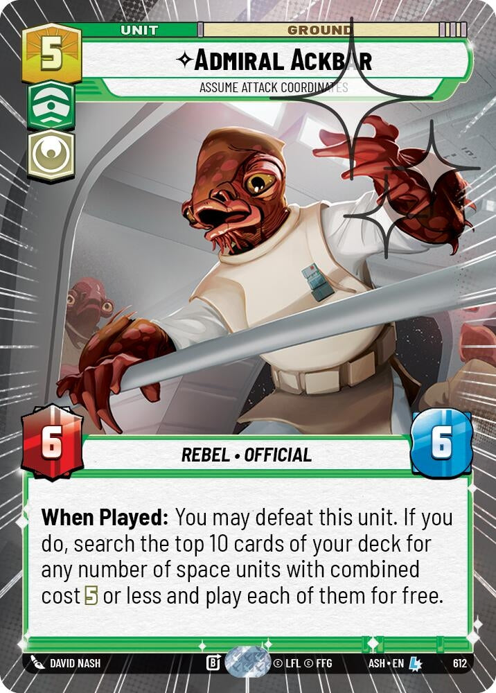 Image for Admiral Ackbar - Assume Attack Coordinates (Hyperspace Foil) (612) [Ashes of the Empire] {ASH} - Star Wars: Unlimited