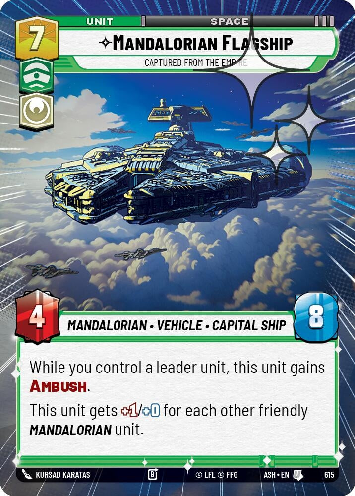 Image for Mandalorian Flagship - Captured from the Empire (Hyperspace Foil) (615) [Ashes of the Empire] {ASH} - Star Wars: Unlimited