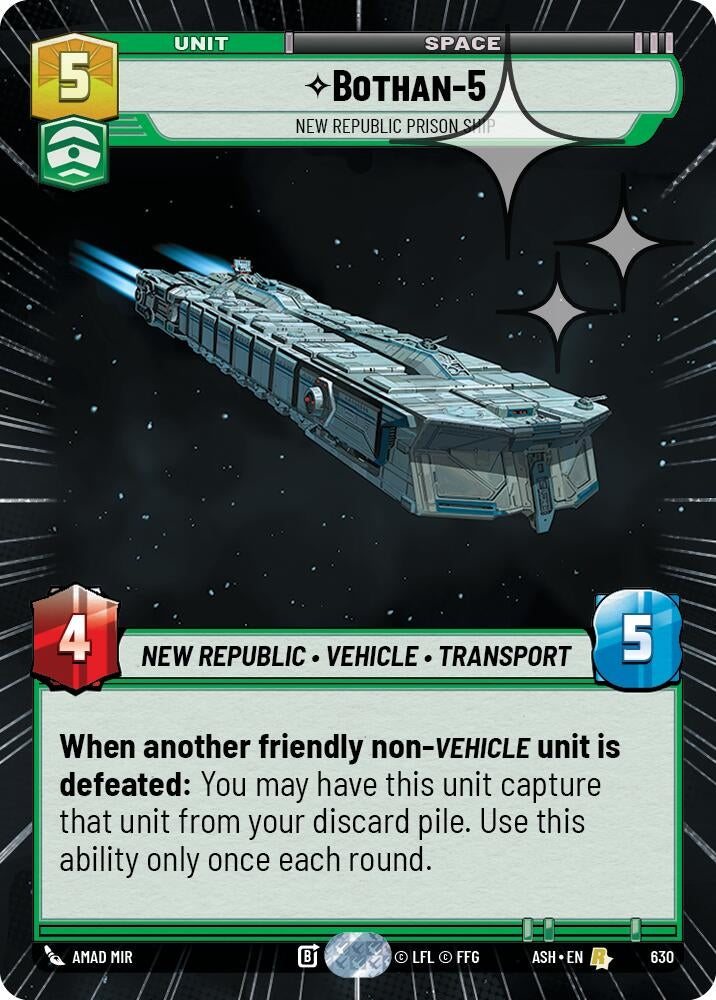 Image for Bothan-5 - New Republic Prison Ship (Hyperspace Foil) (630) [Ashes of the Empire] {ASH} - Star Wars: Unlimited