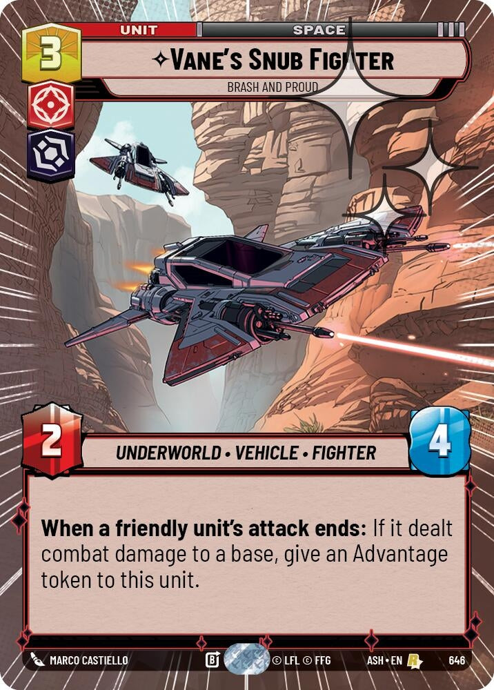 Image for Vane's Snub Fighter - Brash and Proud (Hyperspace Foil) (646) [Ashes of the Empire] {ASH} - Star Wars: Unlimited