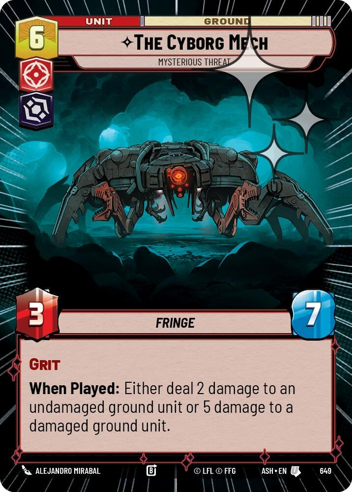 Image for The Cyborg Mech - Mysterious Threat (Hyperspace Foil) (649) [Ashes of the Empire] {ASH} - Star Wars: Unlimited