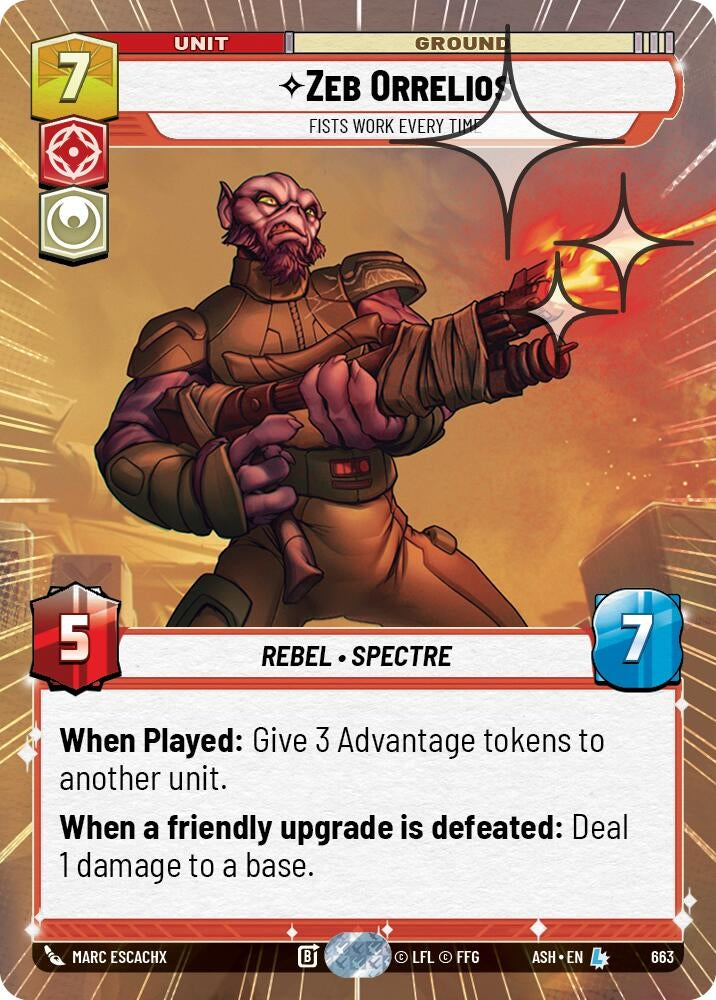 Image for Zeb Orrelios - Fists Work Every Time (Hyperspace Foil) (663) [Ashes of the Empire] {ASH} - Star Wars: Unlimited