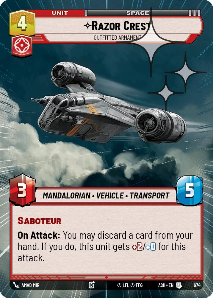Image for Razor Crest - Outfitted Armament (Hyperspace Foil) (674) [Ashes of the Empire] {ASH} - Star Wars: Unlimited