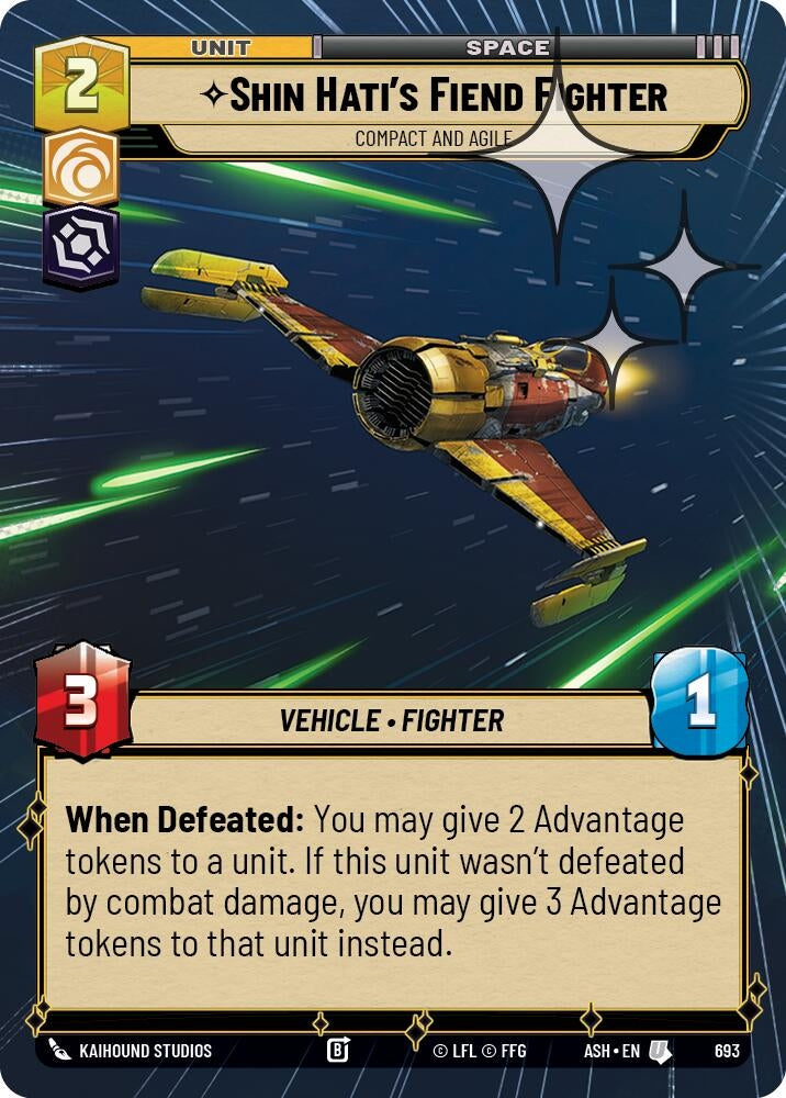 Image for Shin Hati's Fiend Fighter - Compact and Agile (Hyperspace Foil) (693) [Ashes of the Empire] {ASH} - Star Wars: Unlimited