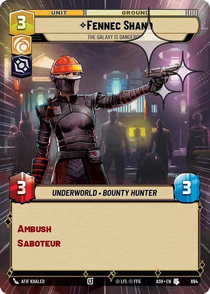 Image for Fennec Shand - The Galaxy Is Dangerous (Hyperspace Foil) (694) [Ashes of the Empire] {ASH} - Star Wars: Unlimited