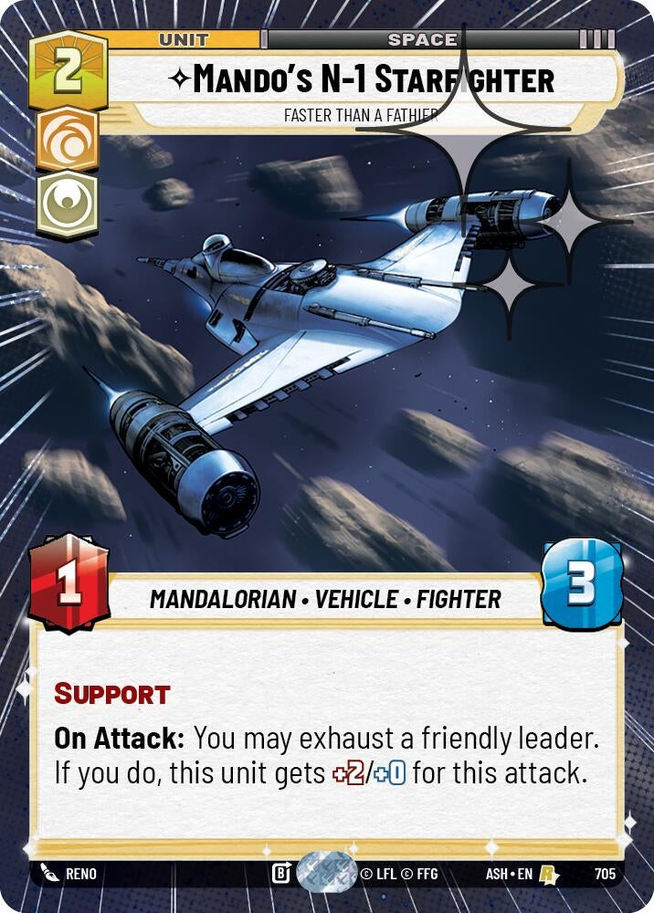 Image for Mando's N-1 Starfighter - Faster than a Fathier (Hyperspace Foil) (705) [Ashes of the Empire] {ASH} - Star Wars: Unlimited