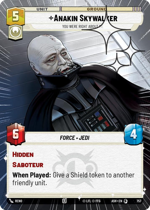 Image for Anakin Skywalker - You Were Right About Me (Hyperspace Foil) (757) [Ashes of the Empire] {ASH} - Star Wars: Unlimited