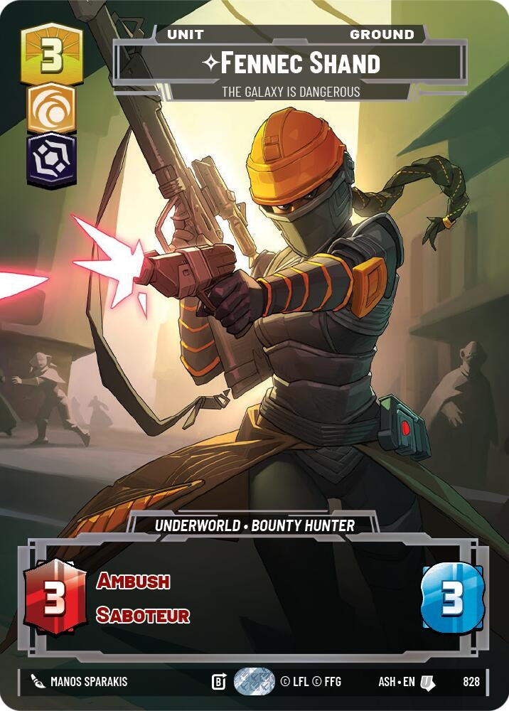 Image for Fennec Shand - The Galaxy Is Dangerous (Prestige) (828) [Ashes of the Empire] {ASH} - Star Wars: Unlimited