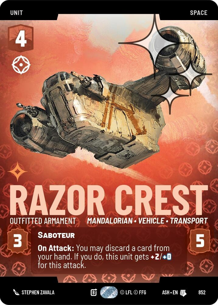 Image for Razor Crest - Outfitted Armament (Prestige Foil) (852) [Ashes of the Empire] {ASH} - Star Wars: Unlimited