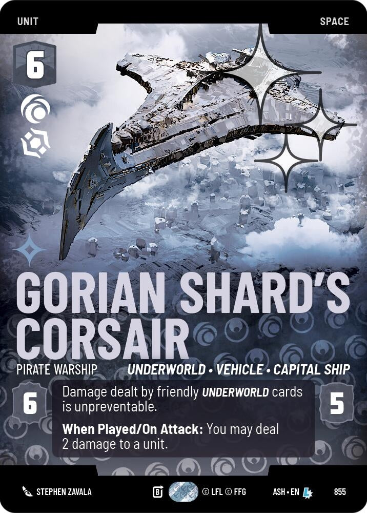 Image for Gorian Shard's Corsair - Pirate Warship (Prestige Foil) (855) [Ashes of the Empire] {ASH} - Star Wars: Unlimited