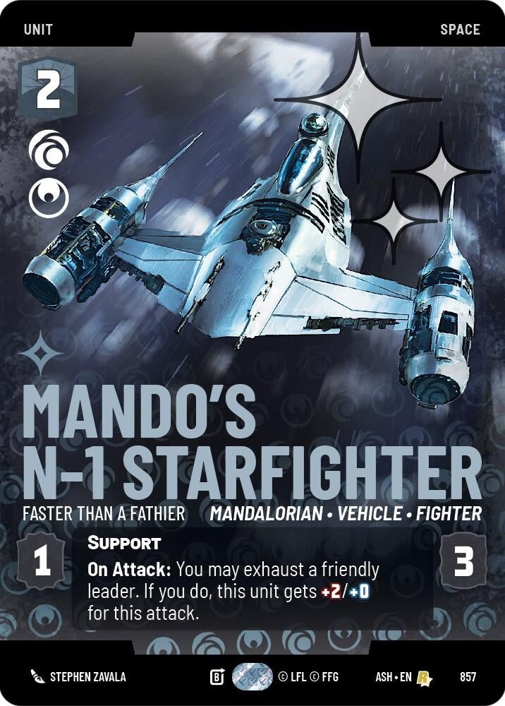 Image for Mando's N-1 Starfighter - Faster than a Fathier (Prestige Foil) (857) [Ashes of the Empire] {ASH} - Star Wars: Unlimited