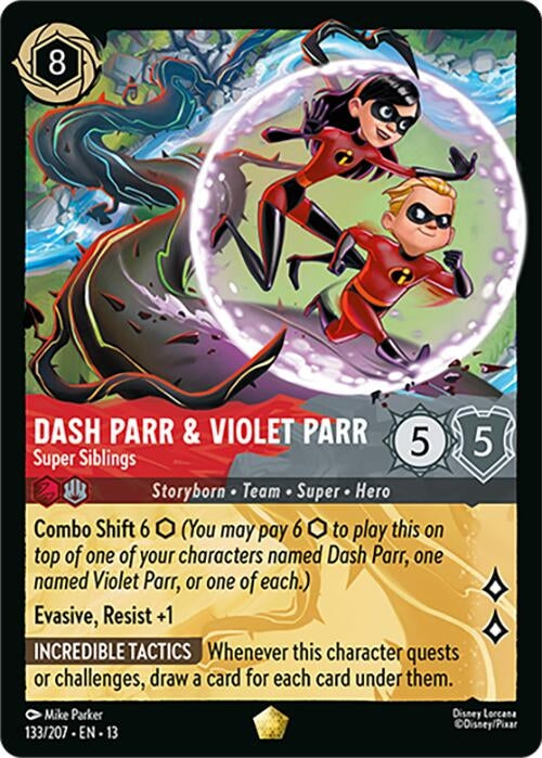 Image for Dash Parr & Violet Parr - Super Siblings (133/204) [Attack of the Vine!] {13} - Disney Lorcana