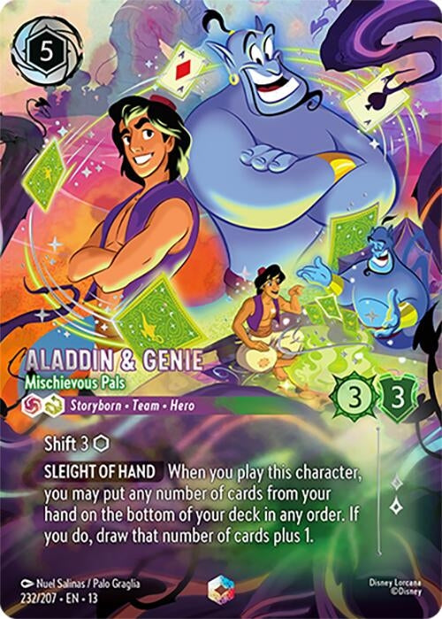 Image for Aladdin & Genie - Mischievous Pals (Enchanted) (232/204) [Attack of the Vine!] {13} - Disney Lorcana