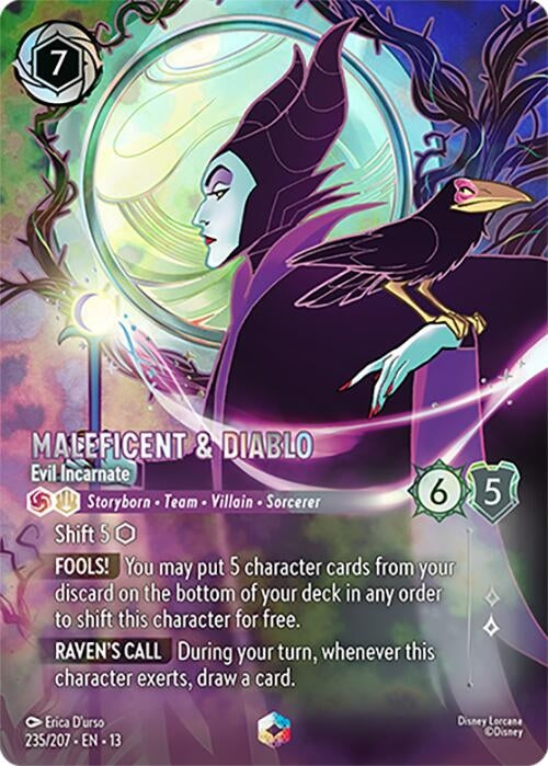 Image for Maleficent & Diablo - Evil Incarnate (Enchanted) (235/204) [Attack of the Vine!] {13} - Disney Lorcana
