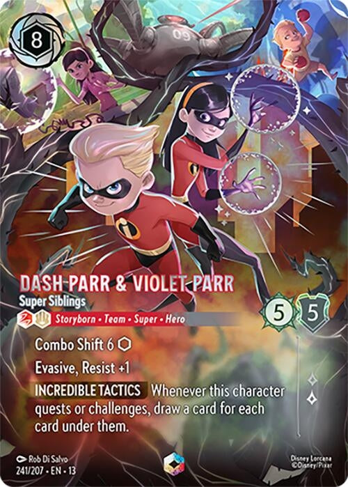 Image for Dash Parr & Violet Parr - Super Siblings (Enchanted) (241/204) [Attack of the Vine!] {13} - Disney Lorcana