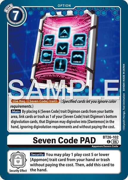 Image for Seven Code PAD (BT26-102 C) [Timeless Bonds] - Digimon Card Game