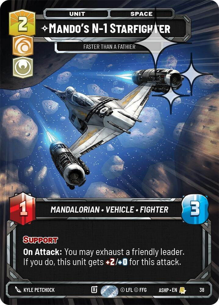 Image for Mando's N-1 Starfighter - Faster than a Fathier (Foil) (38) [Ashes of the Empire - Weekly Play Promos] {ASHWPP} - Star Wars: Unlimited