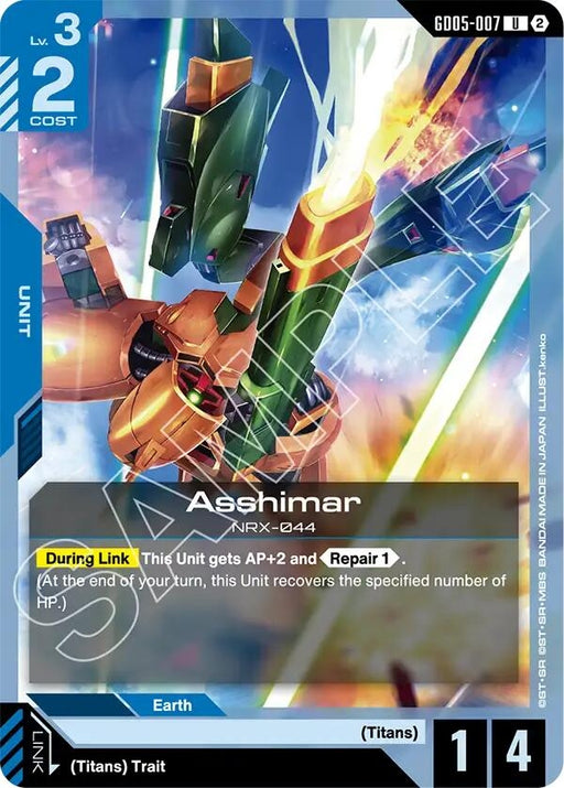 Image for Asshimar (GD05-007) [Freedom Ascension] {GD05} - Gundam Card Game