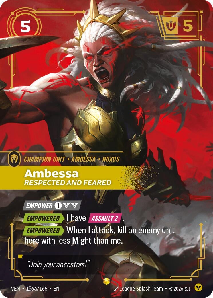 Image for Ambessa - Respected and Feared (Alternate Art) (136a/166) [Vendetta] - Riftbound: League of Legends Trading Card Game