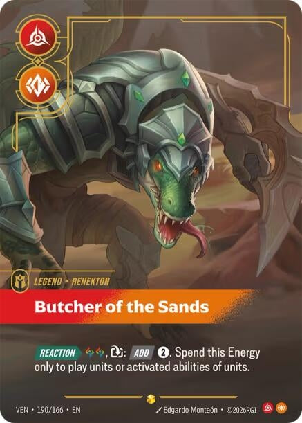 Image for Renekton - Butcher of the Sands (Overnumbered) (190/166) [Vendetta] - Riftbound: League of Legends Trading Card Game