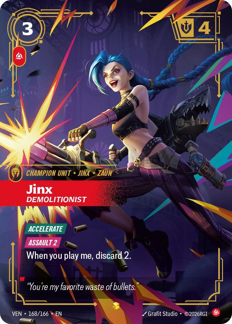 Image for Jinx - Demolitionist (Overnumbered) (168/166) [Vendetta] - Riftbound: League of Legends Trading Card Game