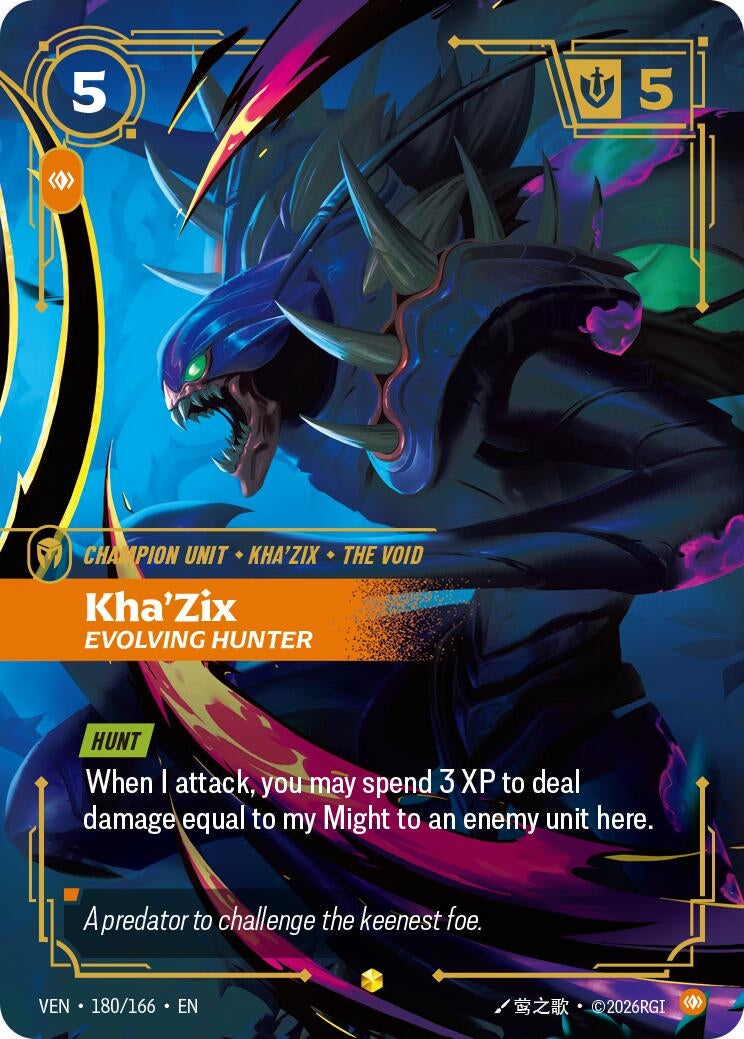 Image for Kha'Zix - Evolving Hunter (Overnumbered) (180/166) [Vendetta] - Riftbound: League of Legends Trading Card Game