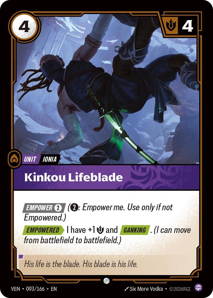 Image for Kinkou Lifeblade (093/166) [Vendetta] - Riftbound: League of Legends Trading Card Game