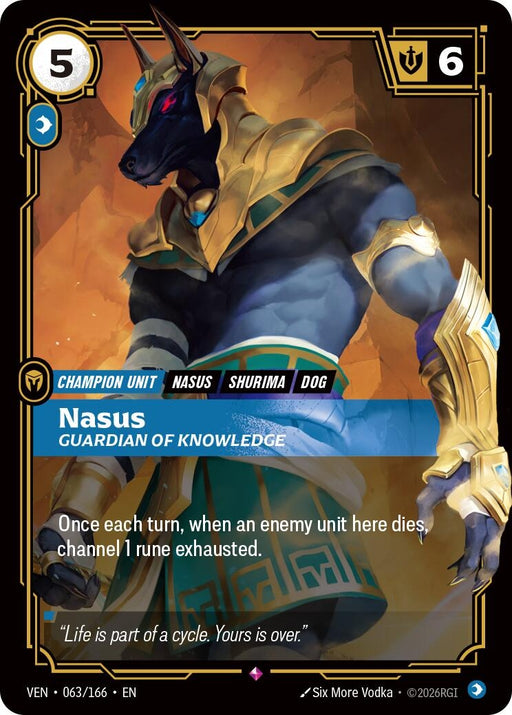 Image for Nasus - Guardian of Knowledge (063/166) [Vendetta] - Riftbound: League of Legends Trading Card Game