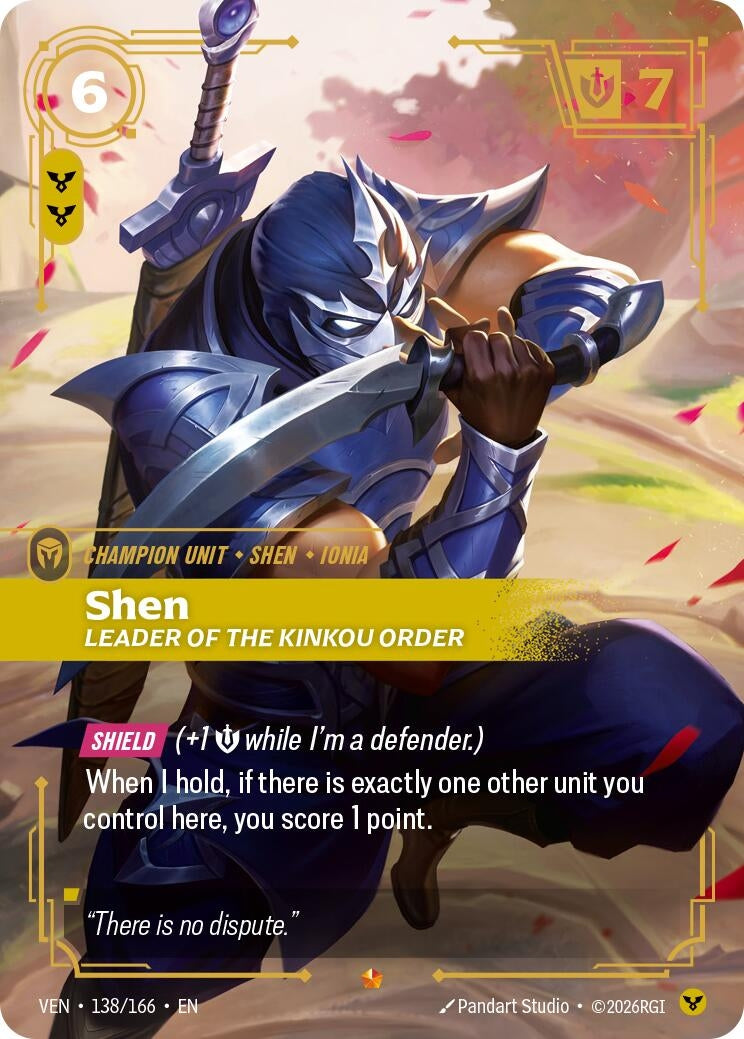 Image for Shen - Leader of the Kinkou Order (138/166) [Vendetta] - Riftbound: League of Legends Trading Card Game
