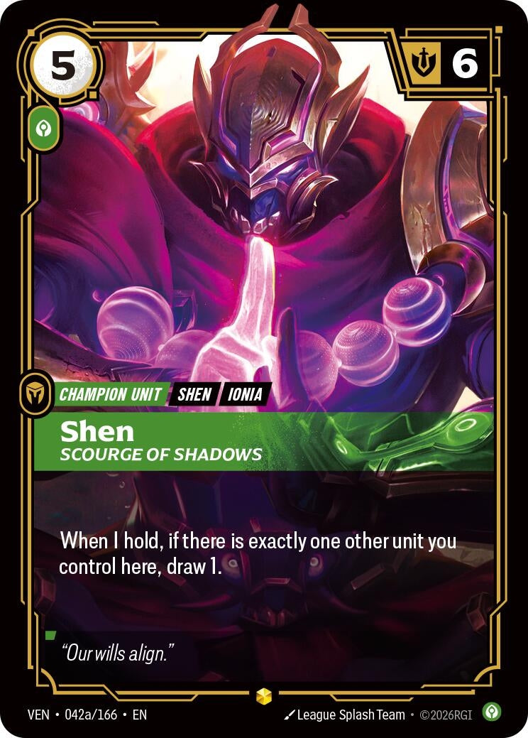 Image for Shen - Scourge of Shadows (Alternate Art) (042a/166) [Vendetta] - Riftbound: League of Legends Trading Card Game