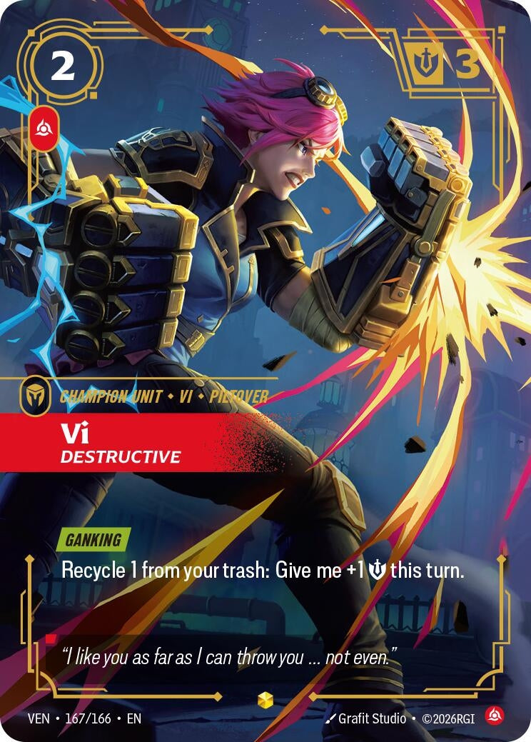 Image for Vi - Destructive (Overnumbered) (167/166) [Vendetta] - Riftbound: League of Legends Trading Card Game