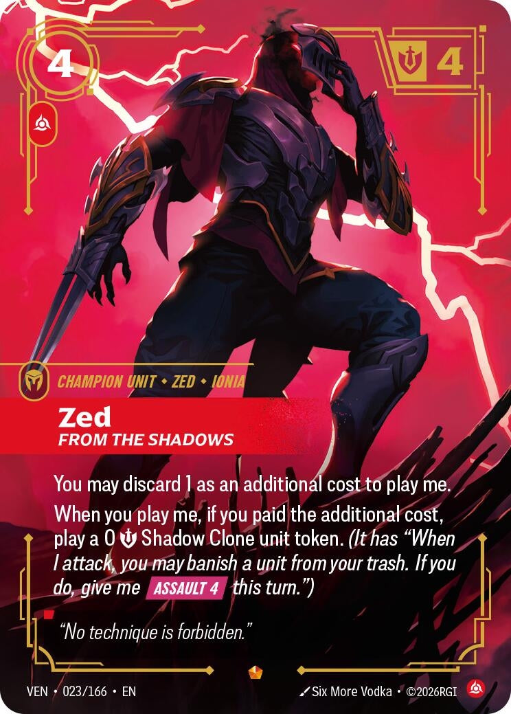 Image for Zed - From the Shadows (023/166) [Vendetta] - Riftbound: League of Legends Trading Card Game