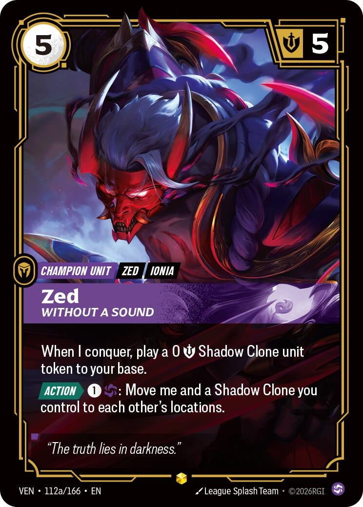 Image for Zed - Without a Sound (Alternate Art) (112a/166) [Vendetta] - Riftbound: League of Legends Trading Card Game