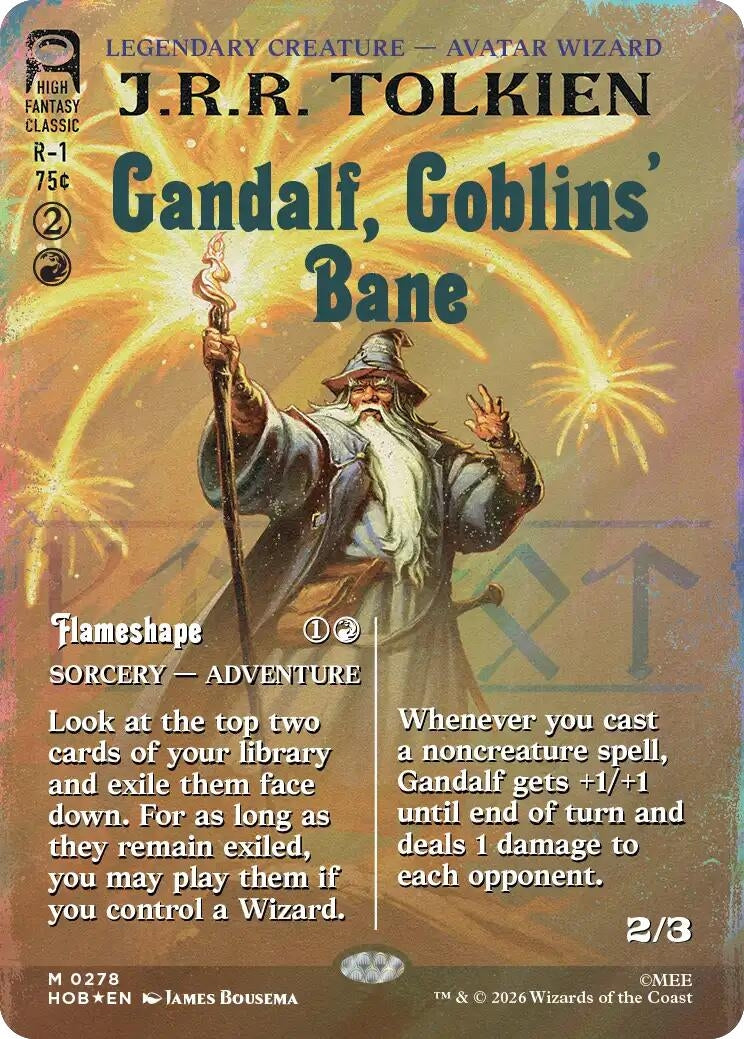 Image for Gandalf, Goblins' Bane (Borderless) (Surge Foil) (278) [The Hobbit] - Magic: The Gathering