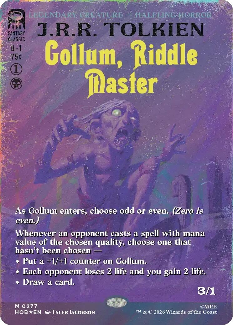 Image for Gollum, Riddle Master (Borderless) (Surge Foil) (277) [The Hobbit] - Magic: The Gathering
