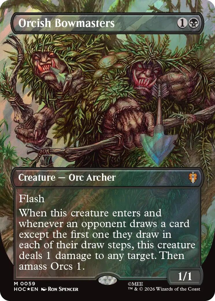 Image for Orcish Bowmasters (Borderless) (Surge Foil) (59) [The Hobbit: Eternal-Legal] - Magic: The Gathering