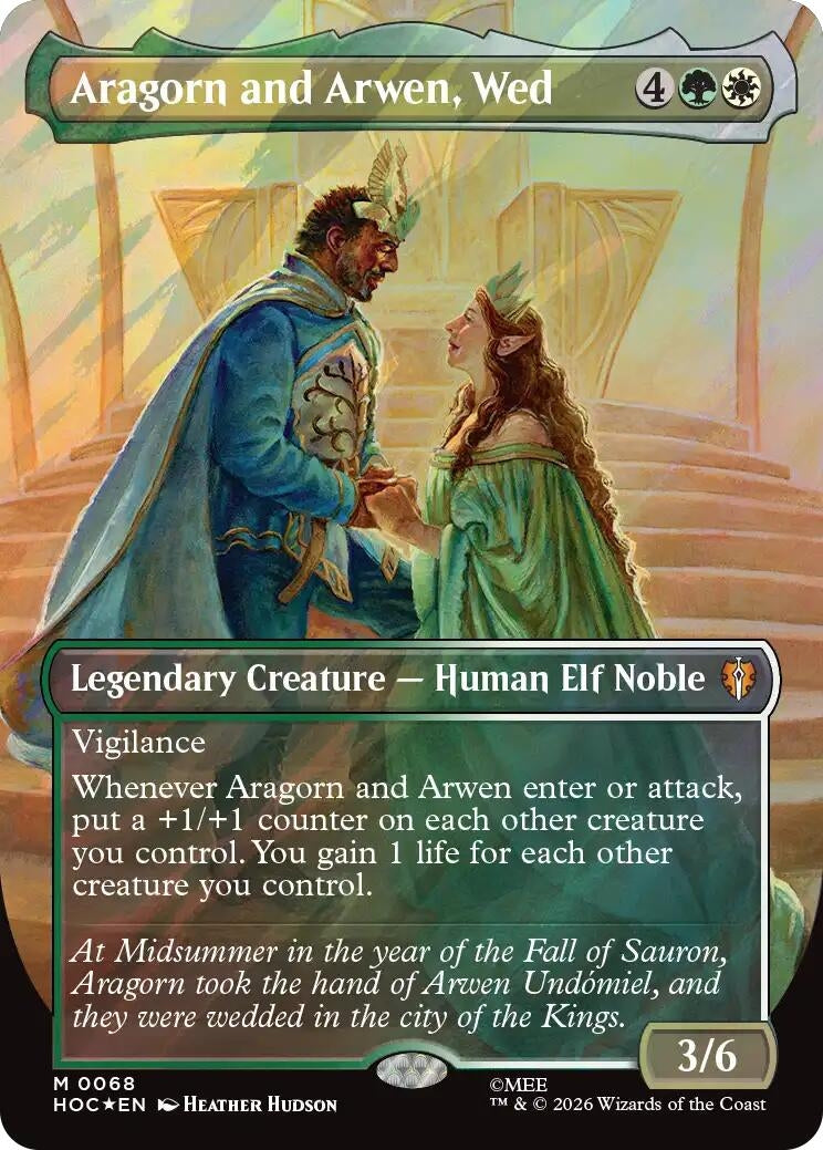 Image for Aragorn and Arwen, Wed (Borderless) (Surge Foil) (68) [The Hobbit: Eternal-Legal] - Magic: The Gathering