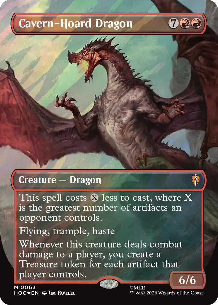 Image for Cavern-Hoard Dragon (Borderless) (Surge Foil) (63) [The Hobbit: Eternal-Legal] - Magic: The Gathering