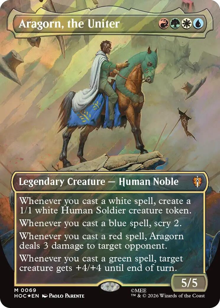 Image for Aragorn, the Uniter (Borderless) (Surge Foil) (69) [The Hobbit: Eternal-Legal] - Magic: The Gathering