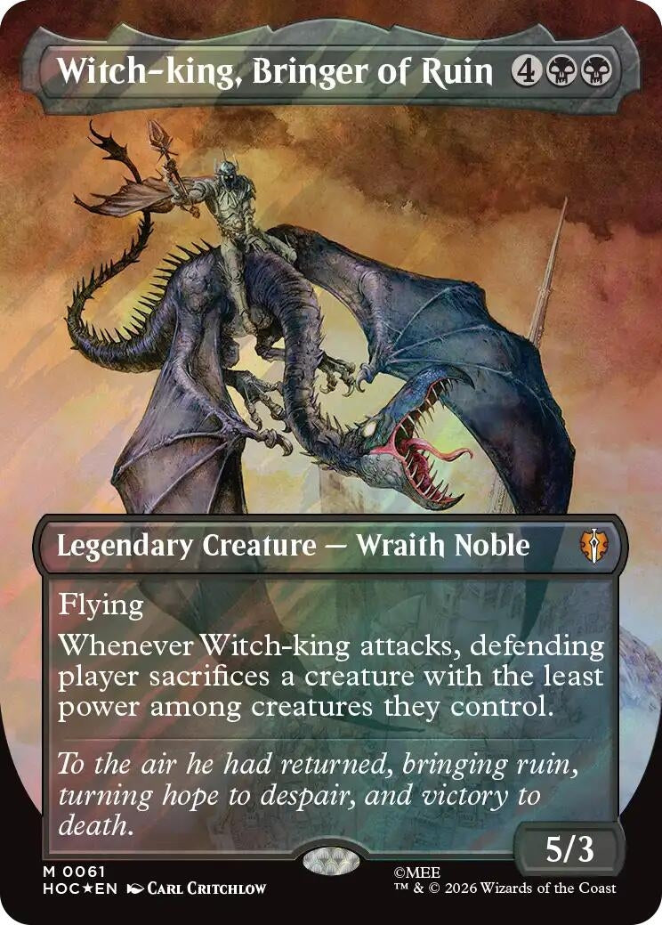 Image for Witch-king, Bringer of Ruin (Borderless) (Surge Foil) (61) [The Hobbit: Eternal-Legal] - Magic: The Gathering