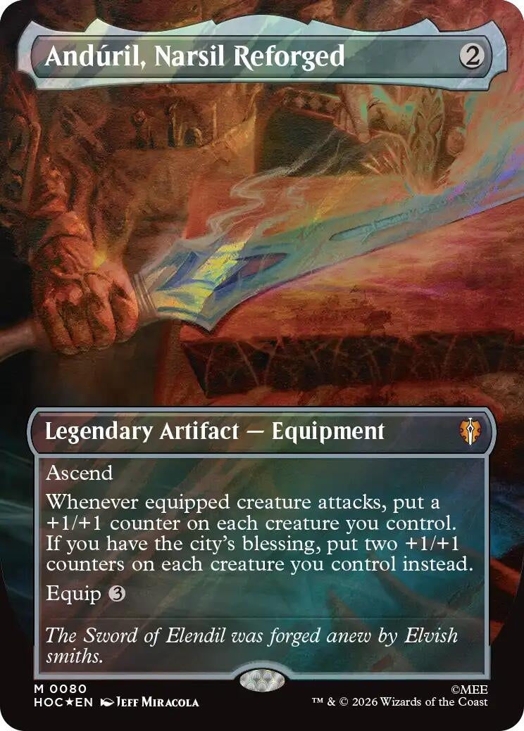 Image for Anduril, Narsil Reforged (Borderless) (Surge Foil) (80) [The Hobbit: Eternal-Legal] - Magic: The Gathering