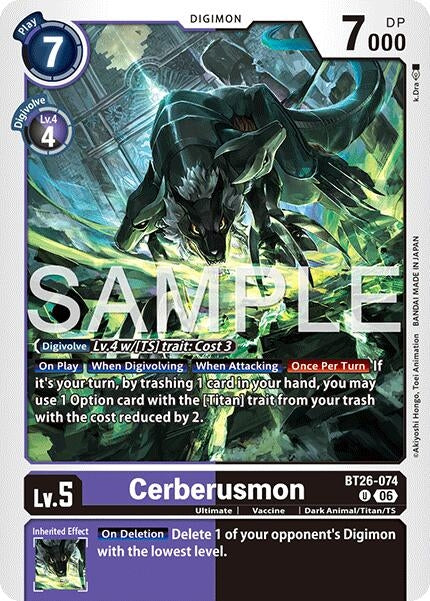 Image for Cerberusmon (BT26-074 U) [Timeless Bonds] - Digimon Card Game